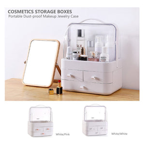 The Zebra Effect Health & Beauty > Cosmetic Storage Cosmetics Storage Boxes Portable Dust-proof Makeup Jewelry Case Desktop Drawer(White-White) V462-F-40-02