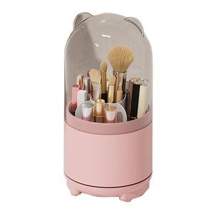 The Zebra Effect Health & Beauty > Cosmetic Storage 360° Rotating Makeup Brush Bucket Transparent Dust-proof Cosmetic Storage Box(pink) V462-FB-79-01