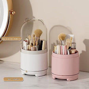 The Zebra Effect Health & Beauty > Cosmetic Storage 360° Rotating Makeup Brush Bucket Transparent Dust-proof Cosmetic Storage Box(pink) V462-FB-79-01