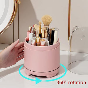 The Zebra Effect Health & Beauty > Cosmetic Storage 360° Rotating Makeup Brush Bucket Transparent Dust-proof Cosmetic Storage Box(pink) V462-FB-79-01