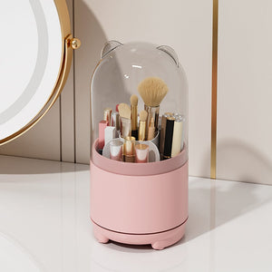 The Zebra Effect Health & Beauty > Cosmetic Storage 360° Rotating Makeup Brush Bucket Transparent Dust-proof Cosmetic Storage Box(pink) V462-FB-79-01