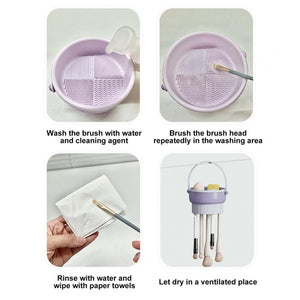 The Zebra Effect Health & Beauty > Cosmetic Storage 3 In 1 Makeup Brushes Cleaner Sponge Brush Washing Box Makeup Brush Drying Basket(Light Purple) V462-FB-80-01
