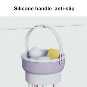 3 In 1 Makeup Brushes Cleaner Sponge Brush Washing Box Makeup Brush Drying Basket(Light Purple)