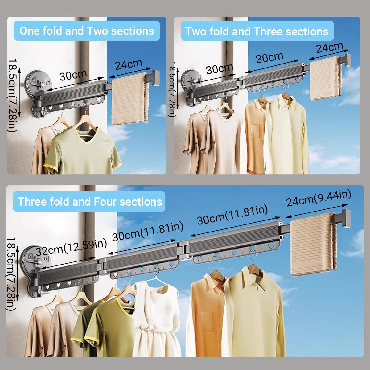 2/3/4-Bar Adjustable Foldable Retractable Clothes Drying Rack Suction