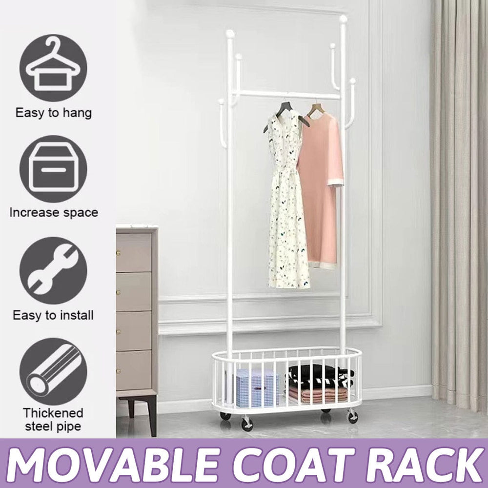 Clothes Hanger Stand Model Floor Standing Room Rack Movable Coat Rack