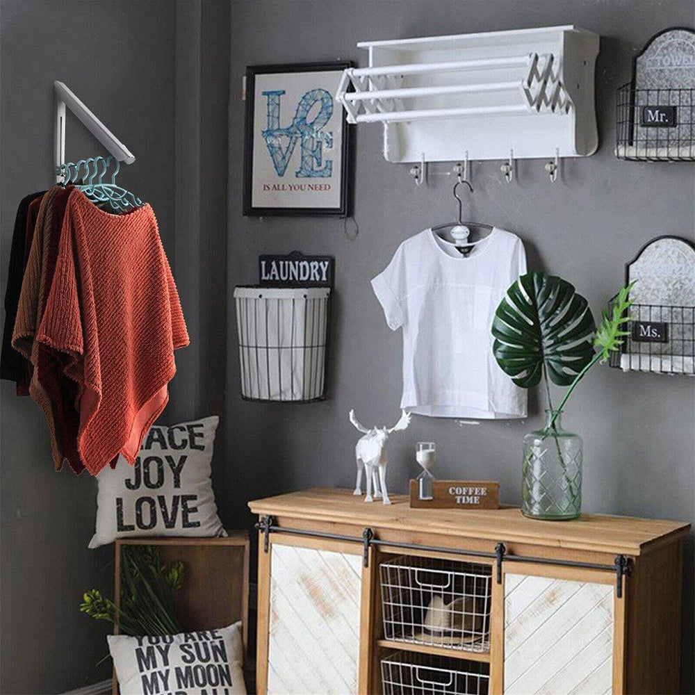 Mini Wall Hanging Retractable Clothes Drying Rack Space Saving Laundry