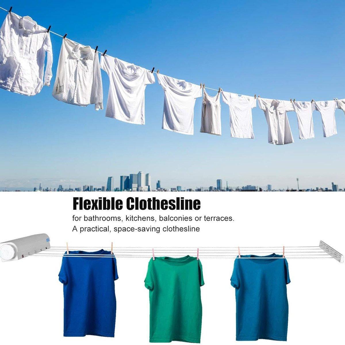 Wall Mounted Clothes Hanger Dryer Clothesline Laundry Washing Line Dry