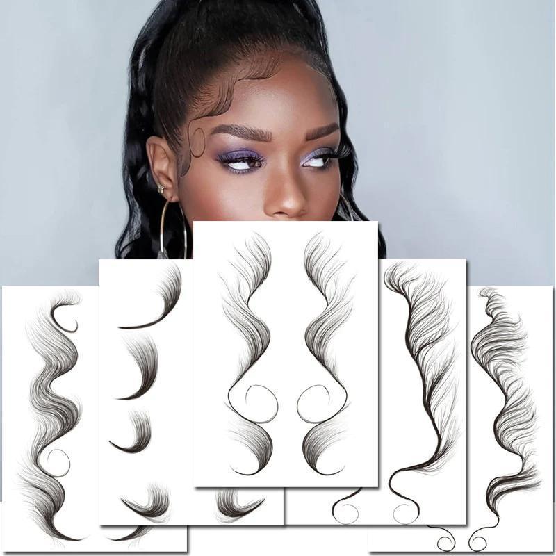 Hairline Edge Tattoo Stickers - Curly Fringe Decals for Women Styling