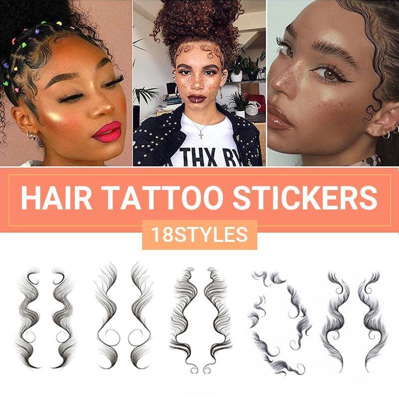 Hairline Edge Tattoo Stickers - Curly Fringe Decals for Women Styling