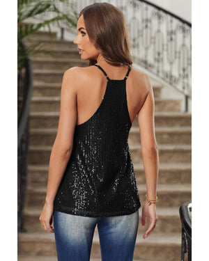 Azura Exchange Black Sequin Racerback Tank - 2XL