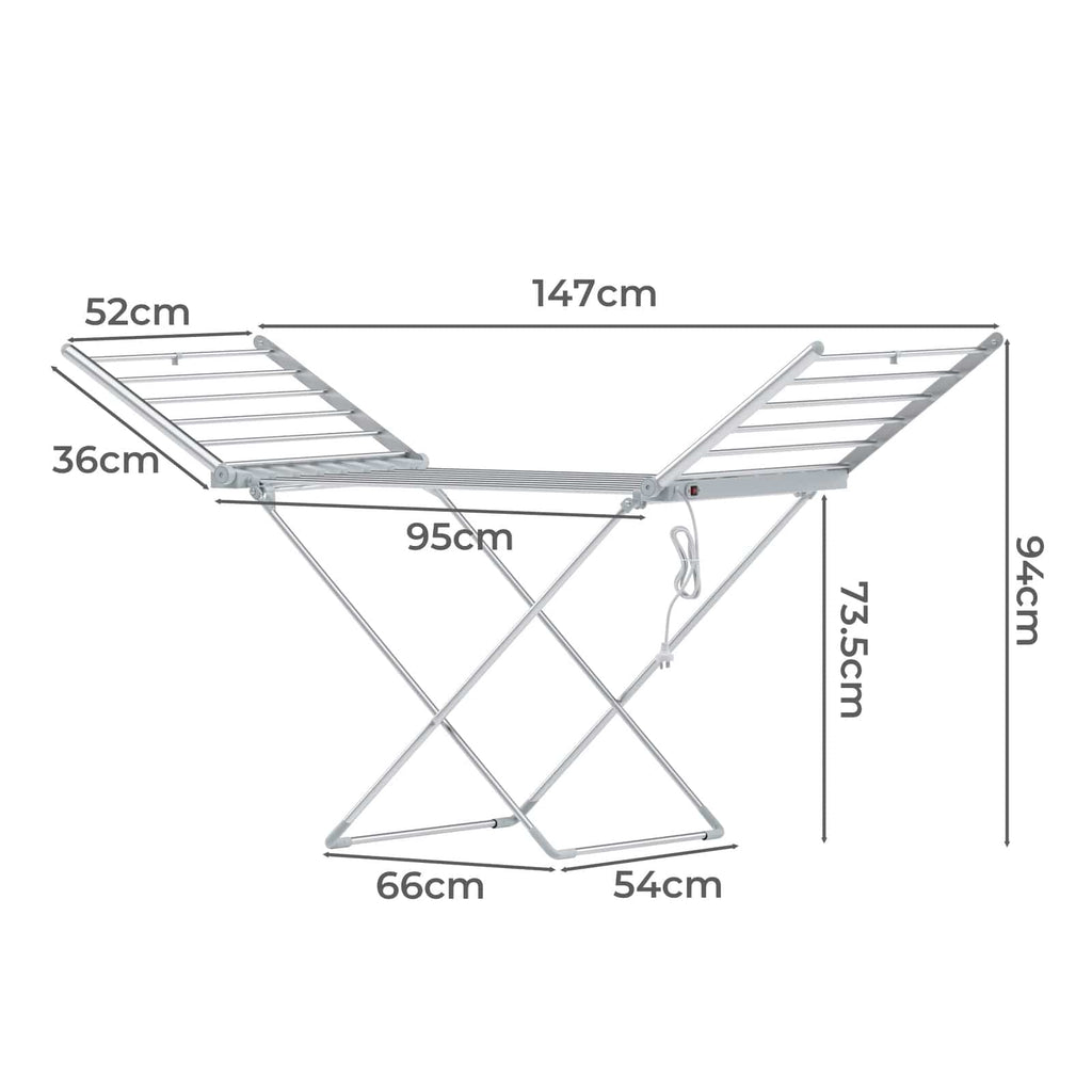Electric Airer Heated Foldable Clothes Dryer Drying Indoor Folding Rac