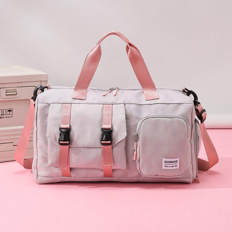Grey-pink Holographic Gym Duffel Bag - Dry Wet Separation - Large Capa