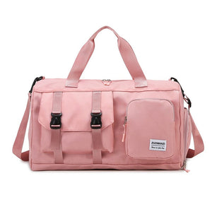 Pink Holographic Gym Duffel Bag - Dry Wet Separation - Large Capacity
