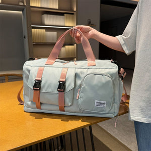 Green-pink Holographic Gym Duffel Bag - Dry Wet Separation - Large Cap