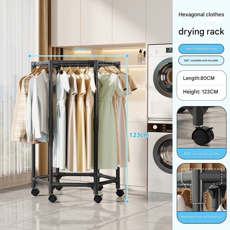 Garment Rack Rotating Conveyor Storage Black single layer 360°Rotating Portable Garment Rack - Heavy Duty Rol