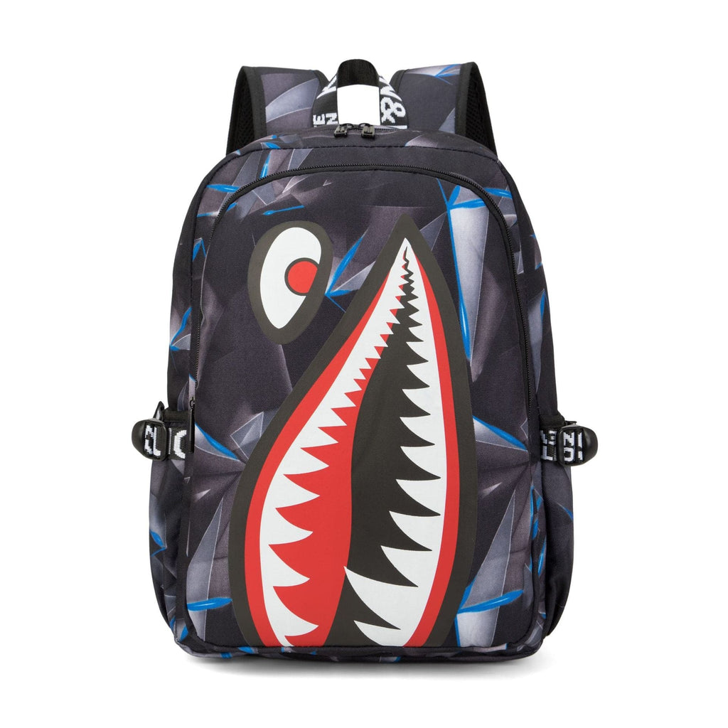 Trendsetter Shark Mouth Print Backpack - Lightweight & Breathable Scho