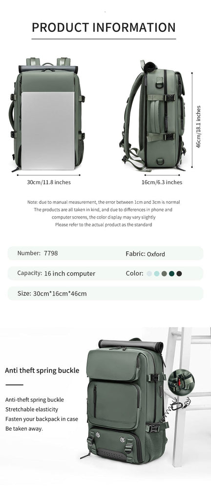 4-in-1 Convertible Travel Backpack & Briefcase - Large Capacity, 16