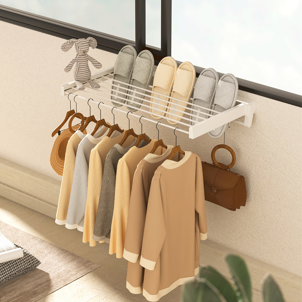 Alston Wall Mounted Drying Rack Black Clothes Airer Space Saver Foldin