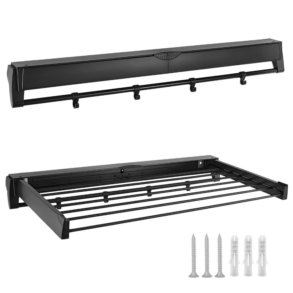 Alston Wall Mounted Drying Rack Black Clothes Airer Space Saver Foldin