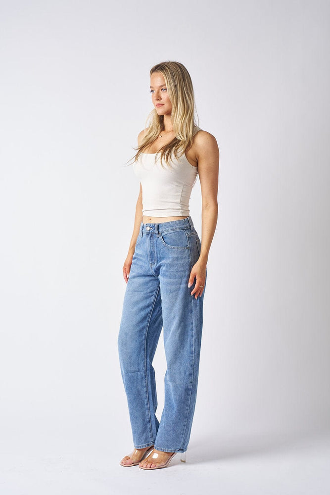 Wakee Denim Jean Barrel Leg High Rise - Blue Dayz BA281