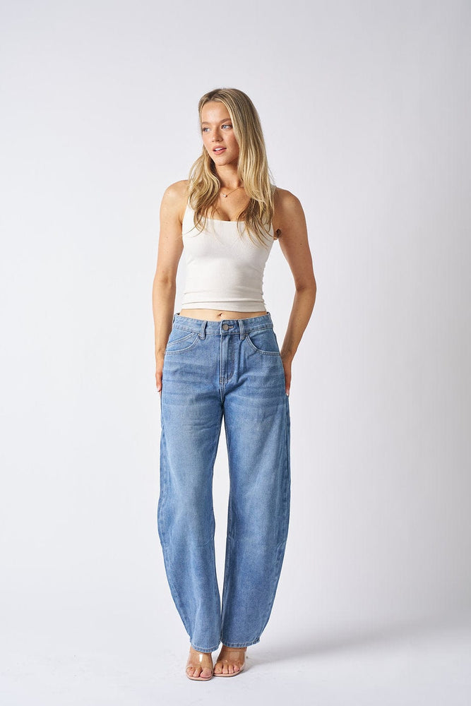 Wakee Denim Jean Barrel Leg High Rise - Blue Dayz BA281