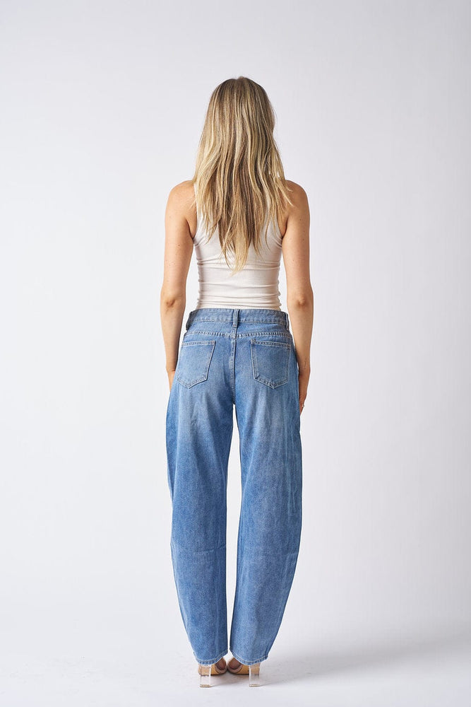 Wakee Denim Jean Barrel Leg High Rise - Blue Dayz BA281