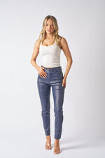 Wakee Denim Leather Look Coated Jean - Wet Look Navy 7151