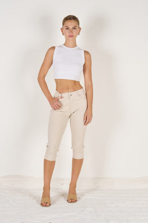 Wakee Denim Stretch Jegging 3/4 Jean Skinny 7113 Beige