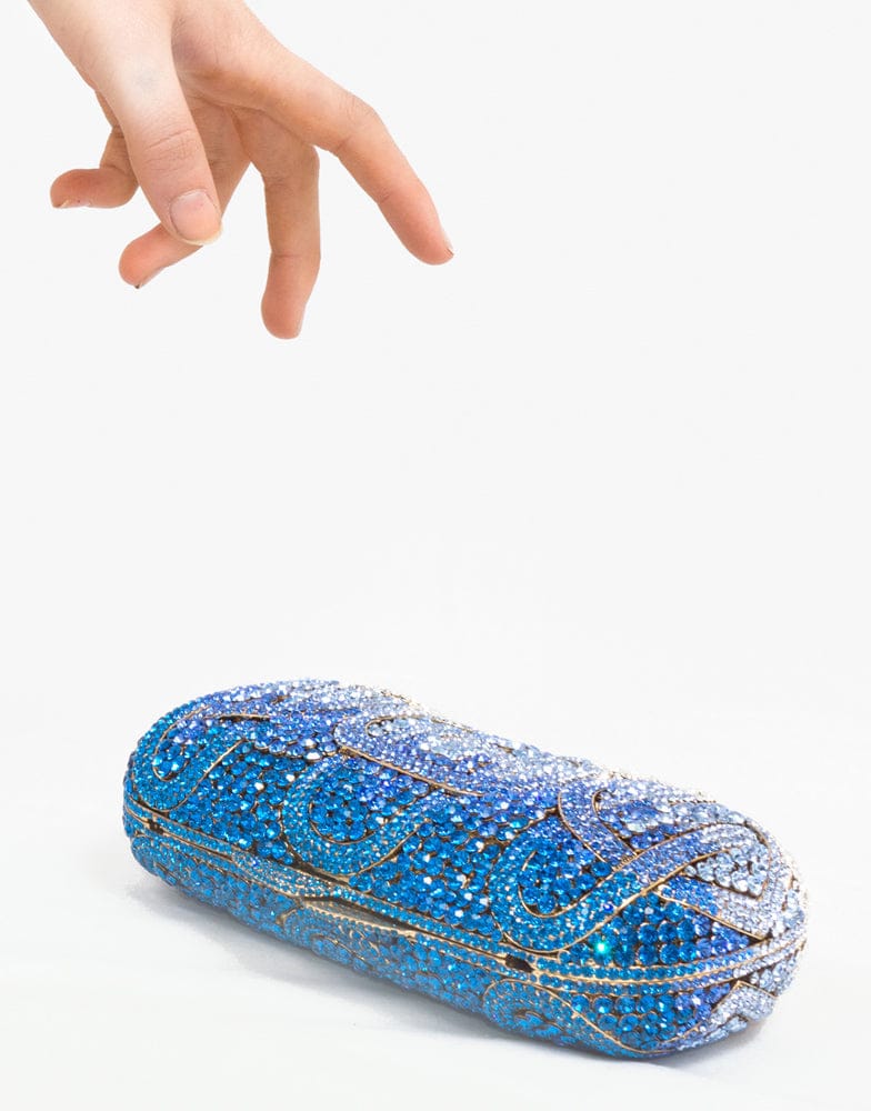 Izoa Enchanted Crystal Clutch Silver Blue