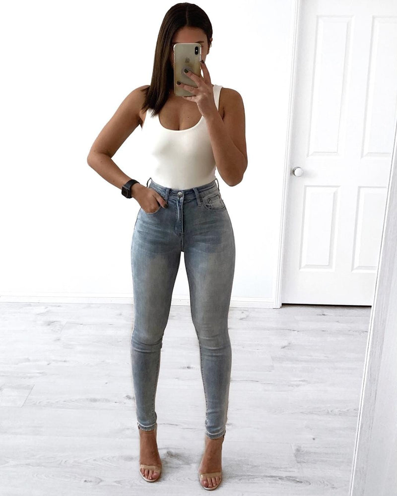 Wakee Denim Skinny Leg Denim Jeans Wakee Denim Stretch Jean Skinny Leg High Rise - Blue 10178