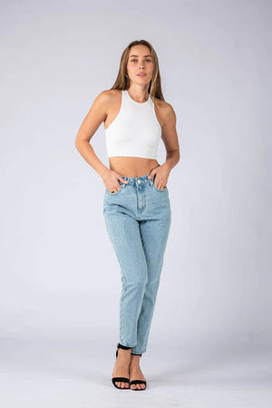 Wakee Denim Boyfriend Jean High Rise - Blue 10194 & 10195 Light Blue