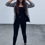 Wakee Denim Stretch Jean Skinny Ripped Knee - High Rise Black 3010