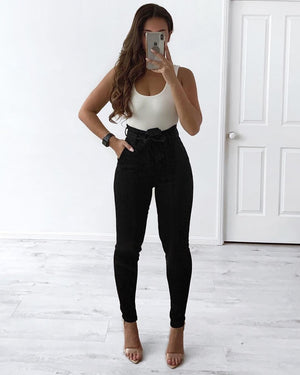 Wakee Denim Tie Up Skinny Leg Jeans Wakee Denim Tie Up Jean Skinny Leg - Black 7007
