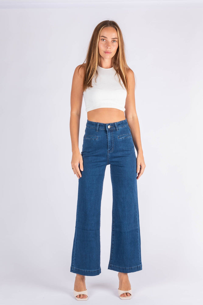 Wakee Denim Wide Leg Ladies Jean - Denim Blue - The Zebra Effect