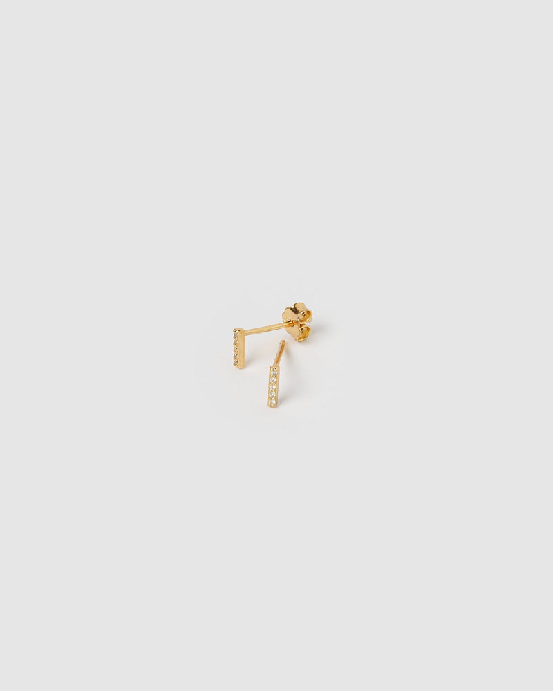 
                
                    Load image into Gallery viewer, Izoa Alphabet Mini Letter I Stud Earrings Gold
                
            