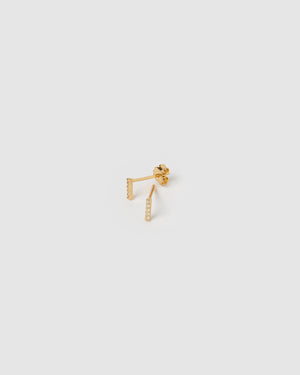 
                
                    Load image into Gallery viewer, Izoa Alphabet Mini Letter I Stud Earrings Gold
                
            