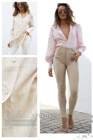 Refuge Faux Suede Crinkle Skinny Leg Jean Super Stretch Sand