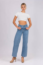 Wakee Denim (By Lily) Flare Leg Ladies Jean - Light Blue BA101