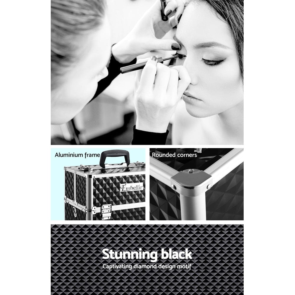 
                
                    Load image into Gallery viewer, The Zebra Effect Health &amp;amp; Beauty &amp;gt; Cosmetic Storage Embellir Portable Cosmetic Beauty Makeup Case - Diamond Black CASE-MU-002-DIBK
                
            