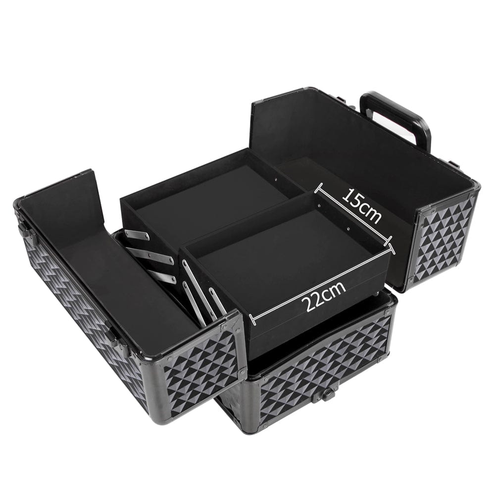 The Zebra Effect Health & Beauty > Cosmetic Storage Embellir 7 in 1 Portable Cosmetic Beauty Makeup Trolley - Diamond Black CASE-MU-4T-081-DIBK