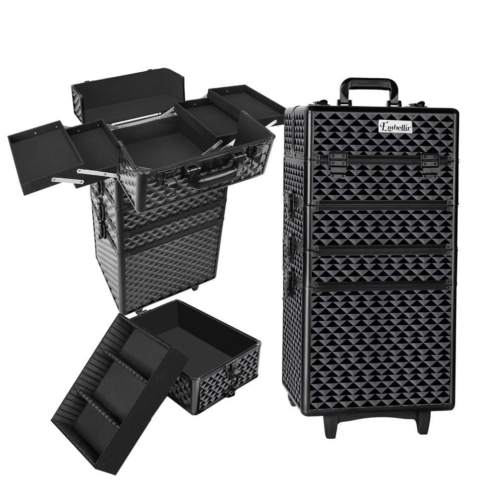 The Zebra Effect Health & Beauty > Cosmetic Storage Embellir 7 in 1 Portable Cosmetic Beauty Makeup Trolley - Diamond Black CASE-MU-4T-081-DIBK