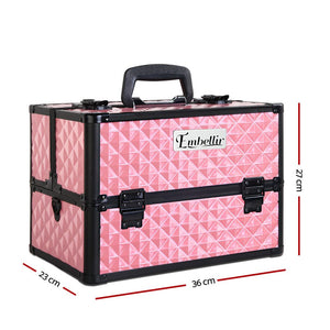 The Zebra Effect Health & Beauty > Cosmetic Storage Embellir Portable Cosmetic Beauty Makeup Case - Diamond Pink CASE-MU-HZ7002-DIPI