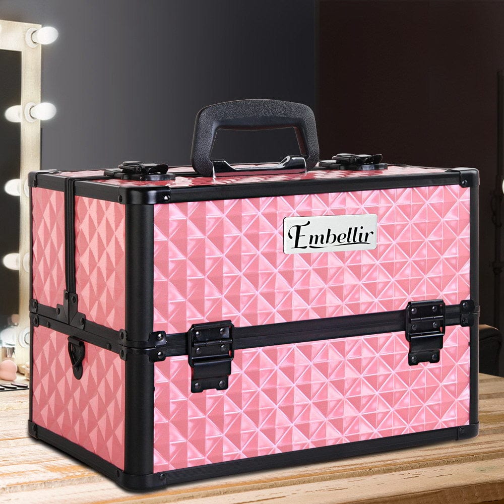 The Zebra Effect Health & Beauty > Cosmetic Storage Embellir Portable Cosmetic Beauty Makeup Case - Diamond Pink CASE-MU-HZ7002-DIPI