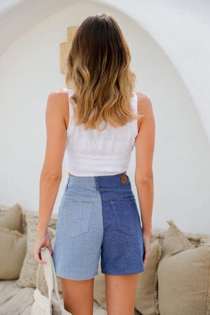 Country Denim Shorts Country Denim Two Tone Ladies Shorts - Denim