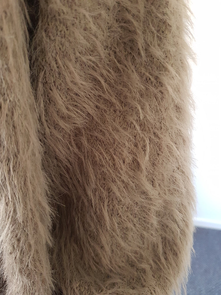 HQ Cardigan Davina Fluffy Knit Cardigan Bishop Sleeve in KHAKI by HQ
