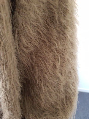 HQ Cardigan Davina Fluffy Knit Cardigan Bishop Sleeve in KHAKI by HQ