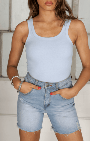 Refuge Premium Cotton Rib Tank Powder Blue