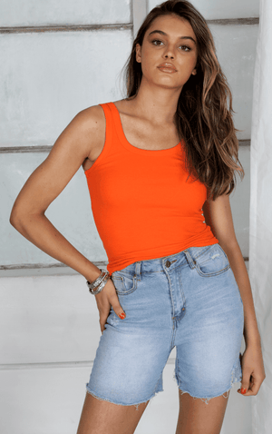 Refuge Premium Cotton Rib Tank Orange