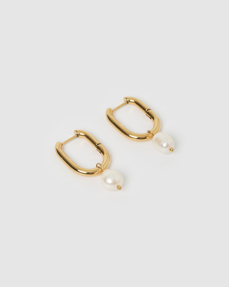 Izoa Earrings Izoa Penelope Freshwater Pearl Earrings Gold IZ-PENELOPEHOOP-GLD