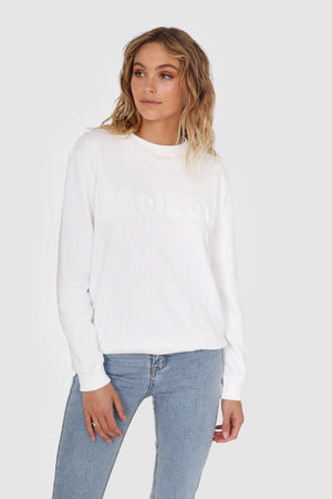 Madison The Label Top Madison The Label Embossed Sweater White